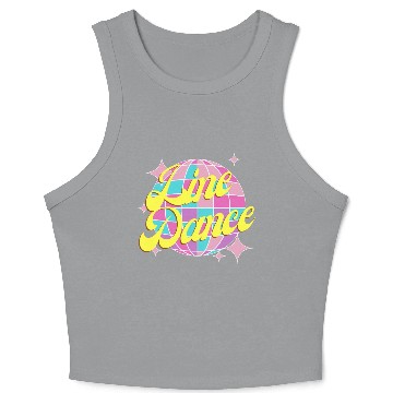 Discover Line dance disco ball in fun neon party colors Crop Tank Top