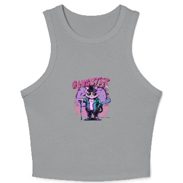Discover gangster cat neon design Crop Tank Top