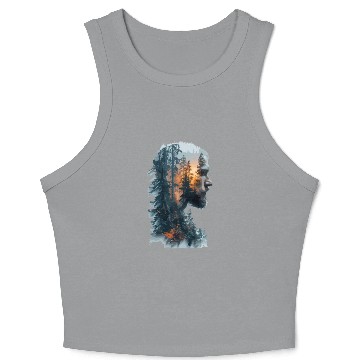 Discover Nature Silhouette Forest Man Fire Crop Tank Top