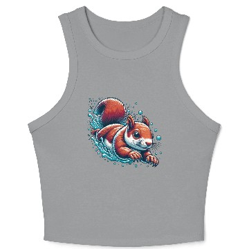 Discover Swimming Squirrel Animal Lover Cool Design Crop Tank Top
