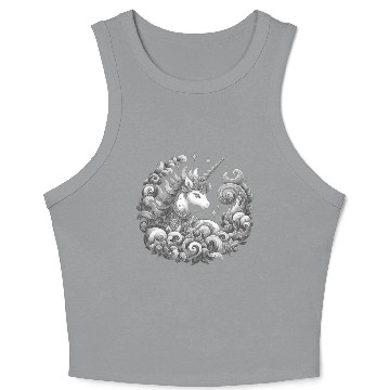 Discover A unicorn black and white with a delicate pattern. Crop Tank Top