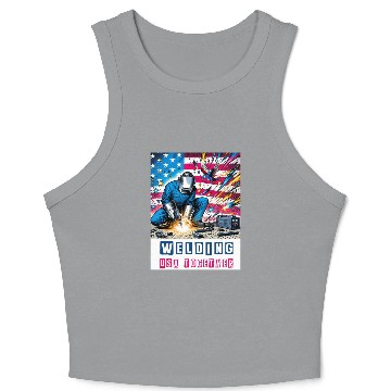 Discover Welding USA Togehter Eagle USA Flag Crop Tank Top