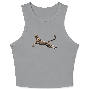 Discover Realistic Cheetah in Mid-Leap Crop Tank Top