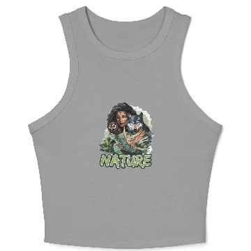 Discover Nature-Inspired Wolf Owl Turtle Phoenix Woman Crop Tank Top