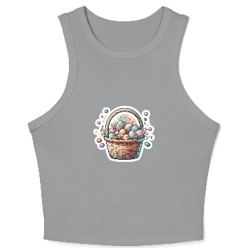 Discover Cute Easter Egg Basket Soft Pastel Color Crop Tank Top