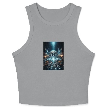 Discover Cyber Bitcoin Vortex - Futuristic Design Crop Tank Top