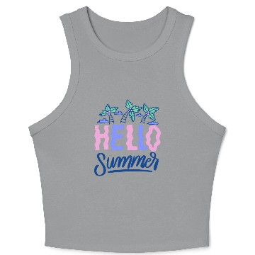 Discover Hello Summer Palm Trees Crop Tank Top