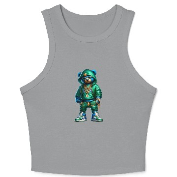Discover Hustle Anarchy green royal bear Crop Tank Top