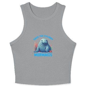 Discover Save The Chubby Sea Cow Mermaids Manatee Floaty Crop Tank Top