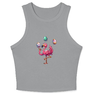 Discover Flamingo Juggler with Colorful Easter Eggs Crop Tank Top