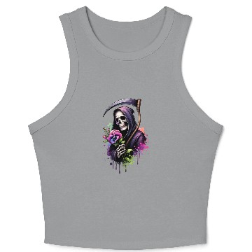 Discover Grim Reaper Holding Sweet Pea flower Crop Tank Top