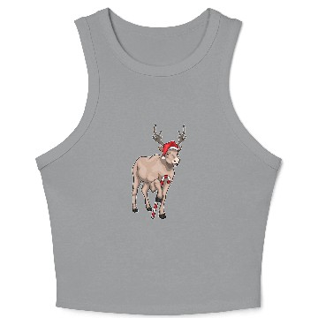 Discover Reindeer Christmas Candy cane Crop Tank Top