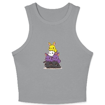Discover Bunnies Nonbinary Flag Pride Month Cute Bunny Crop Tank Top