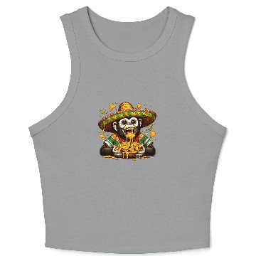 Discover Cinco de Mayo monkey with nachos Crop Tank Top