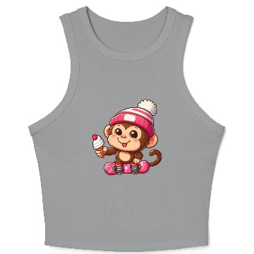 Discover Chimpanzee Snowboarder Winter Action Crop Tank Top