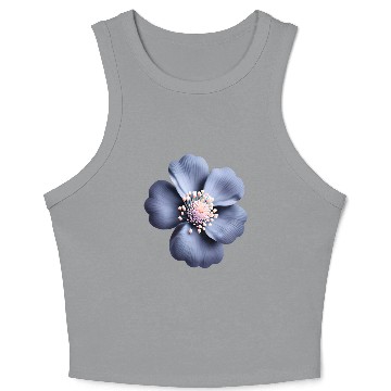 Discover 3 D Floral Pattern in Blue Crop Tank Top
