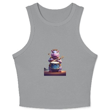 Discover Hippo playing music Crop Tank Top