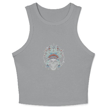 Discover Indigenous Native American Skull Head Crop Tank Top