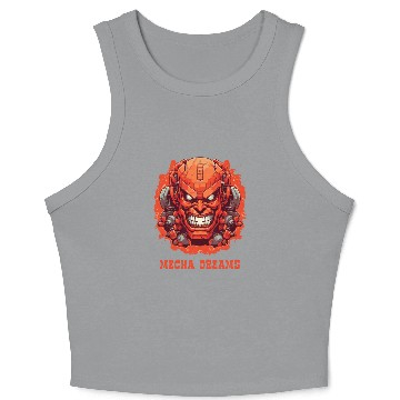 Discover MECHA DREAMS: Angry Cyborg Robot Face Crop Tank Top
