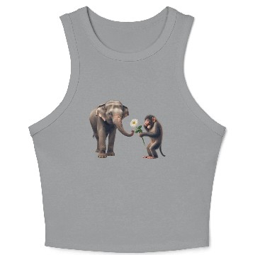 Discover Monkey Gifting Flower to Shy Elephant Crop Tank Top