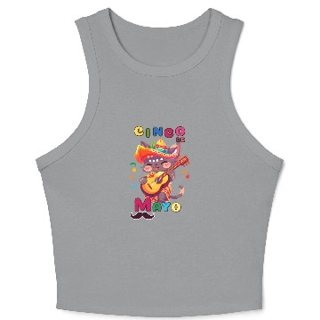 Discover Cinco de Mayo cat with Guitar Crop Tank Top