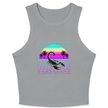Discover Beach Beats Retro Scorpion - Synthwave Sunset Crop Tank Top
