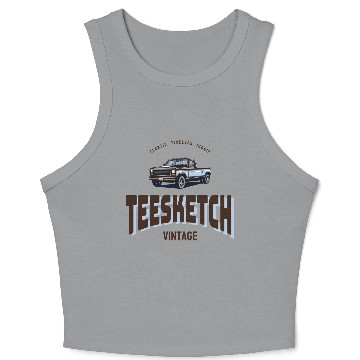 Discover retro car with teesketch logo | old school Crop Tank Top