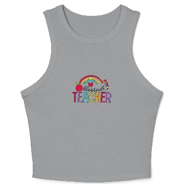 Discover Blessed Teacher Teaching Heart Rainbow Crop Tank Top