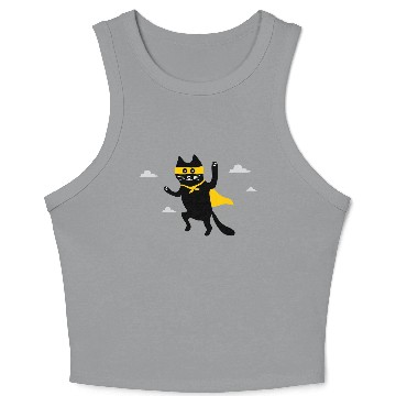 Discover cat superhero is flying in the sky Crop Tank Top