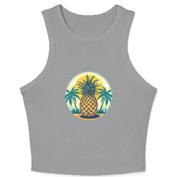 Discover Classic Pineapple and Palm Trees Crop Tank Top