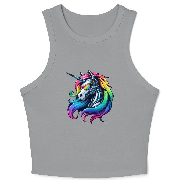 Discover Cool Cyborg Unicorn Rainbow Crop Tank Top