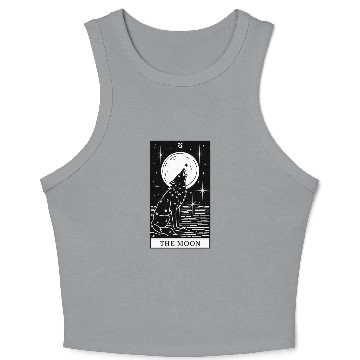 Discover Tarot Card The Moon Wolf Howling Crop Tank Top