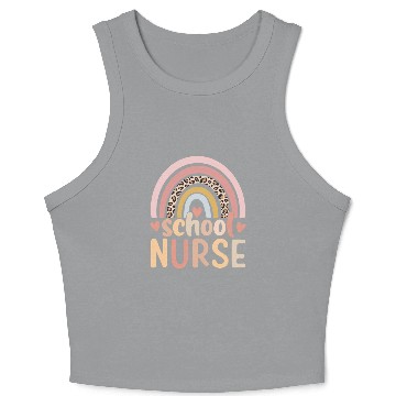 Discover Rainbow Leopard Print School Nurse Back To School Crop Tank Top