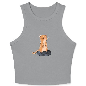 Discover Cat With Robot Vacuum Cleaner Crop Tank Top