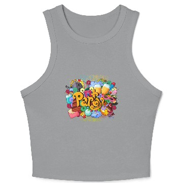 Discover Vector Party Theme Wines Cakes Speaker Ice Cream Crop Tank Top