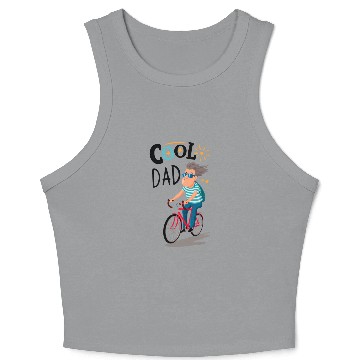 Discover Cool Dad riding red bicycle - Father's Day Crop Tank Top