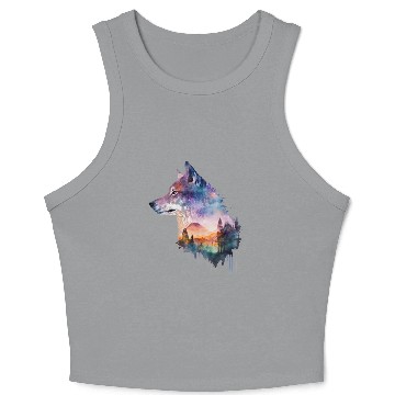 Discover Wolf Print, Cosmic Wolves, Animal Print, Cosmos Crop Tank Top