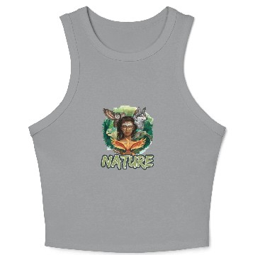 Discover Nature-Inspired Wolf Owl Turtle Phoenix Woman Crop Tank Top