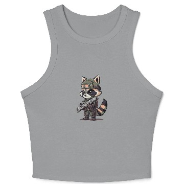 Discover Angry wild raccoon with gun Crop Tank Top