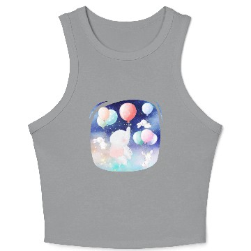 Discover Elephant And Rabbit Flying To Space Using Balloon Crop Tank Top
