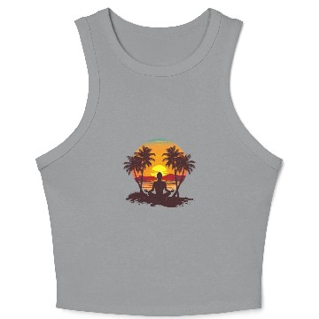 Discover Meditation Sunset and Palm Trees Crop Tank Top