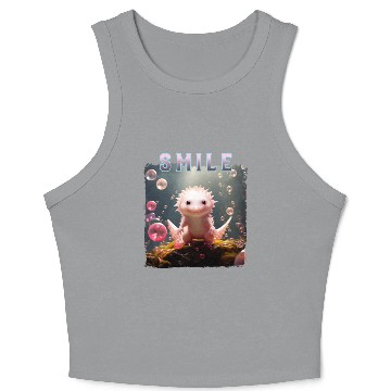 Discover Whimsical Axolotl with Bubbles Crop Tank Top
