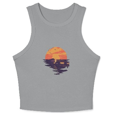 Discover Sunset Vibes With Retro Vinyl Player Crop Tank Top