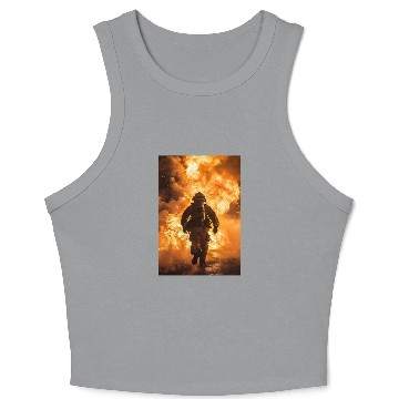 Discover Firefighter in burning fire - Fire fighter head Crop Tank Top