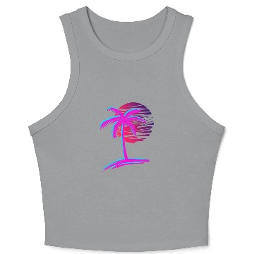 Discover sunset Vaporwave Palm Tree Aesthetic Tropical Crop Tank Top