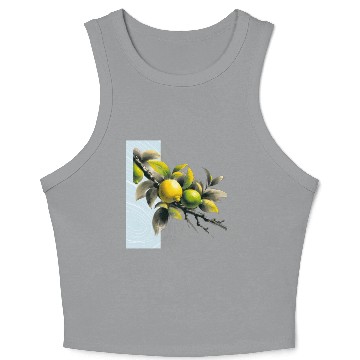 Discover Green and yellow lemon Crop Tank Top