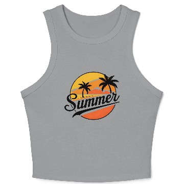 Discover Chill Summer Vibes Palm Trees Crop Tank Top