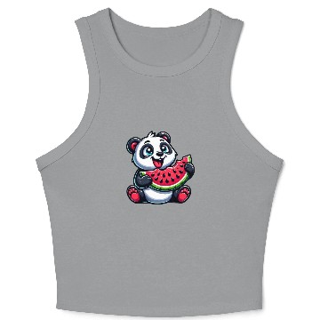Discover Panda with Watermelon Fruity Funny Crop Tank Top