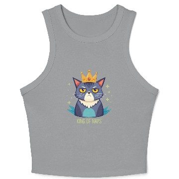 Discover Grumpy King of Naps Cat Crop Tank Top