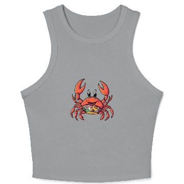 Discover Retro Cartoon Crab Crop Tank Top